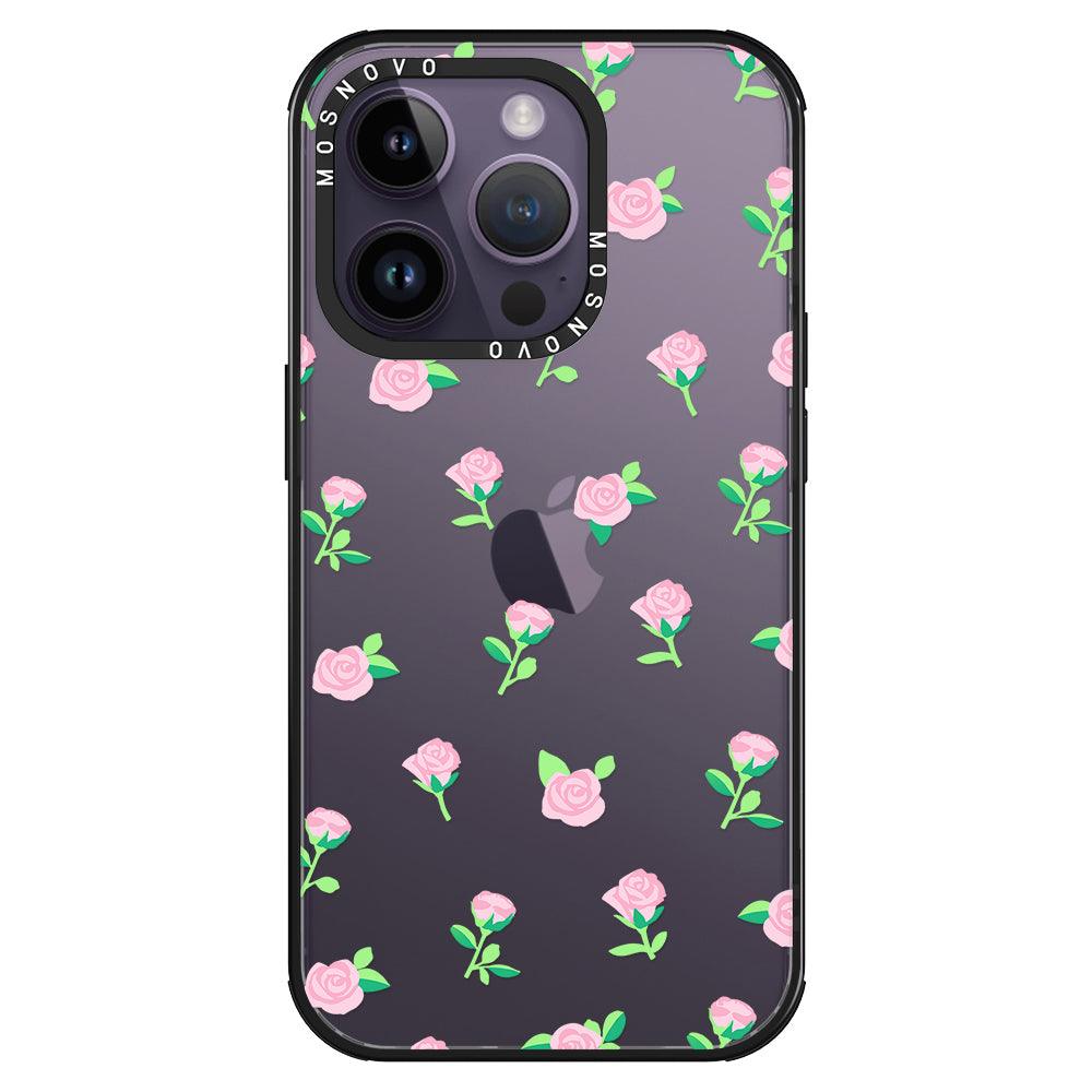 Pink Rose Floral Phone Case - iPhone 14 Pro Case - MOSNOVO