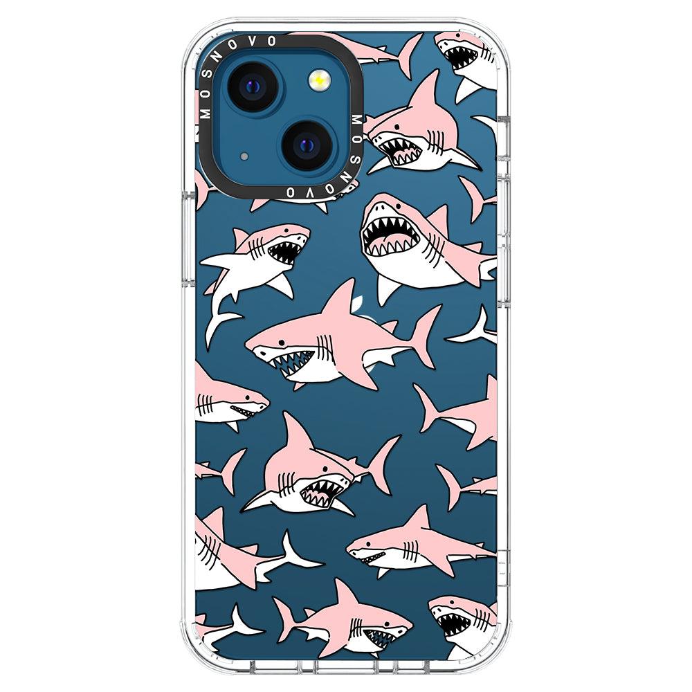 Pink Shark Phone Case - iPhone 13 Mini Case - MOSNOVO