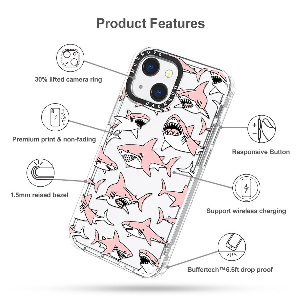 Pink Shark Phone Case - iPhone 13 Mini Case - MOSNOVO