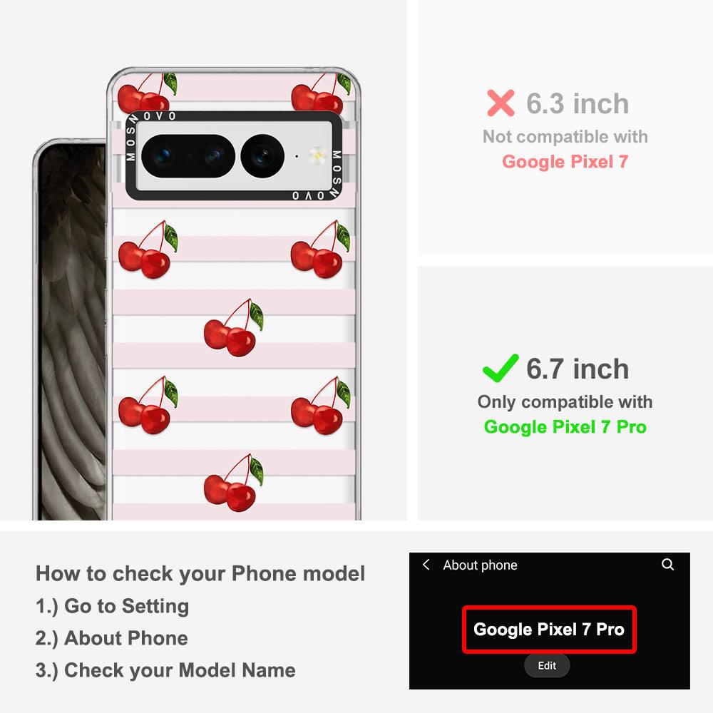 Pink Stripes Cherry Phone Case - Google Pixel 7 Pro Case - MOSNOVO