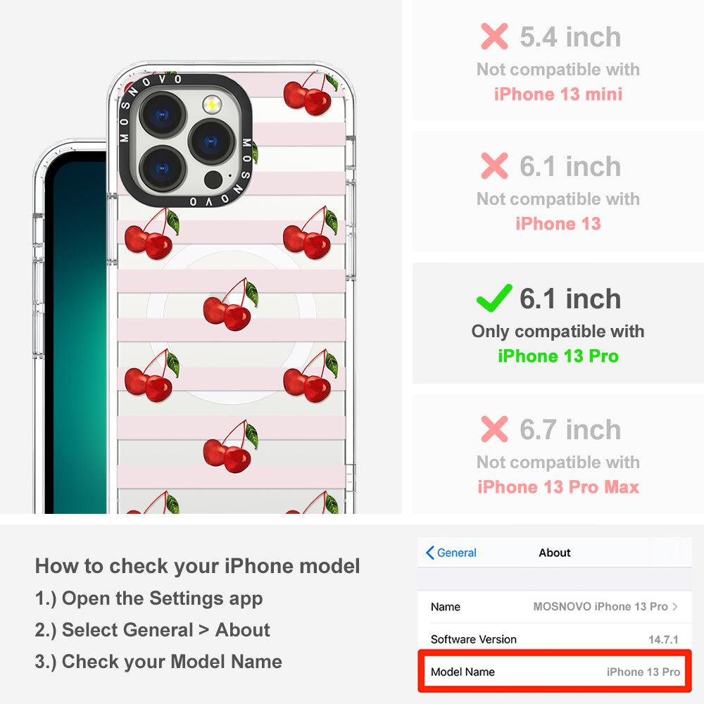 Pink Stripes Cherry Phone Case - iPhone 13 Pro Case - MOSNOVO