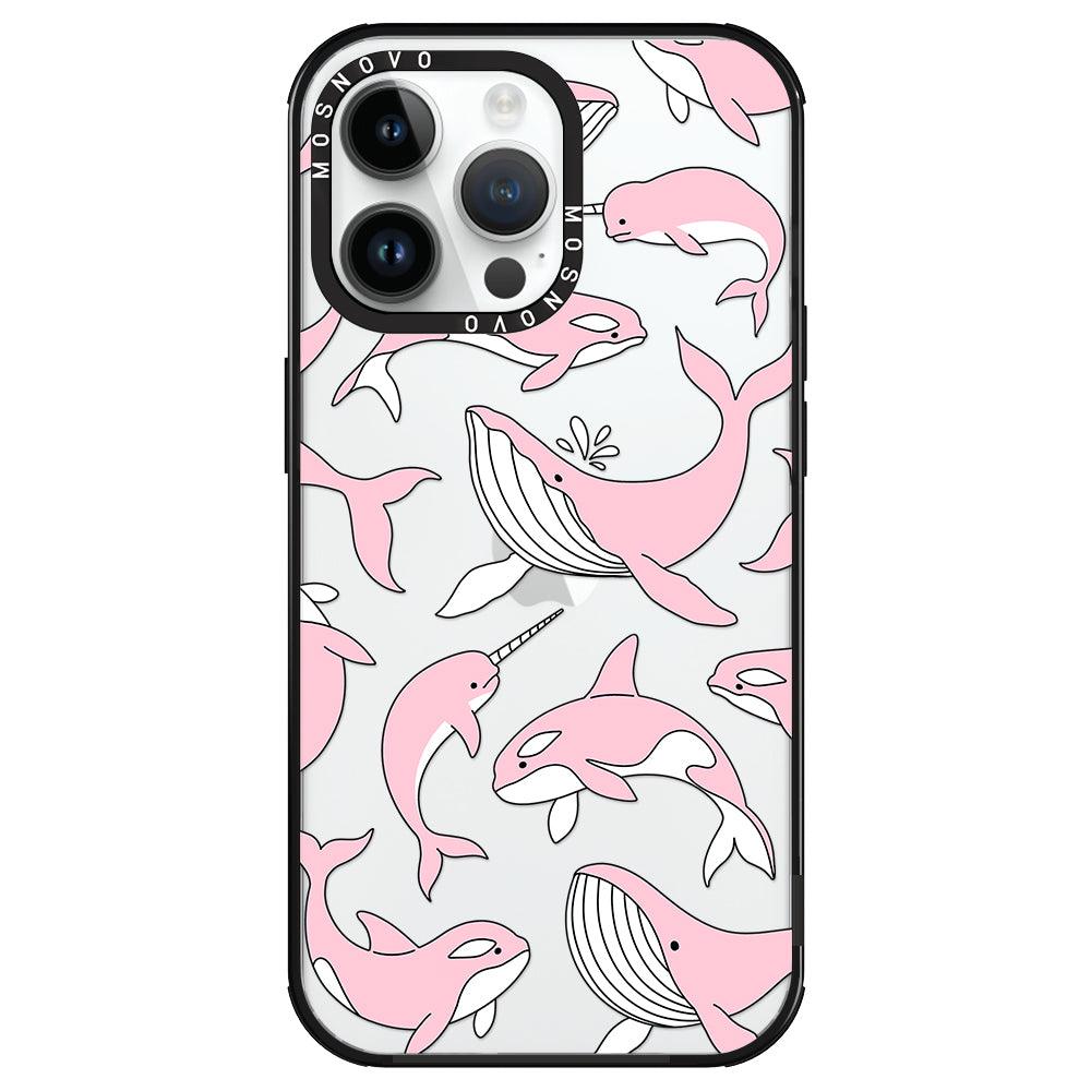 Pink Whales Phone Case - iPhone 14 Pro Max Case - MOSNOVO