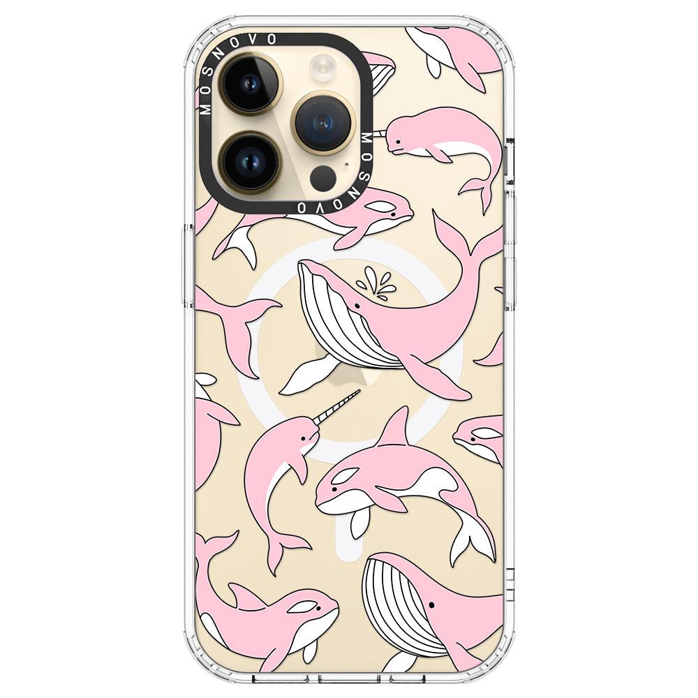 Pink Whales Phone Case - iPhone 14 Pro Max Case - MOSNOVO