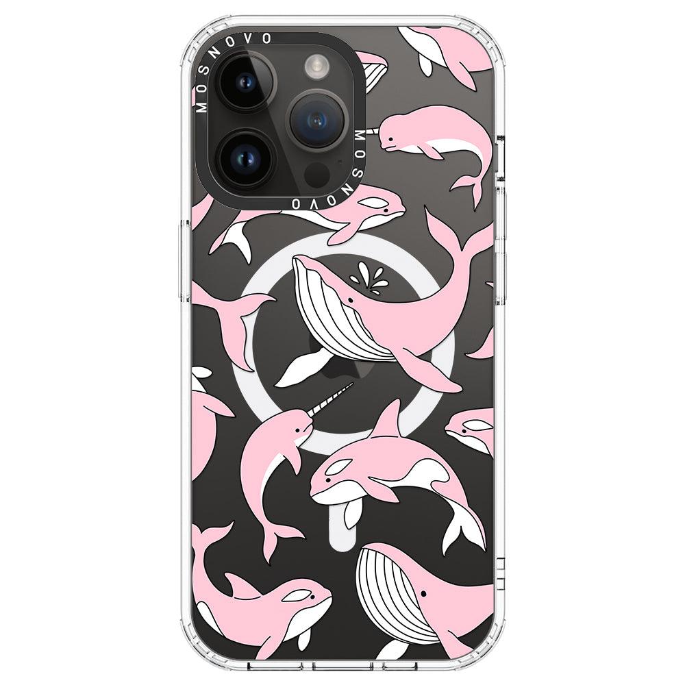 Pink Whales Phone Case - iPhone 14 Pro Max Case - MOSNOVO