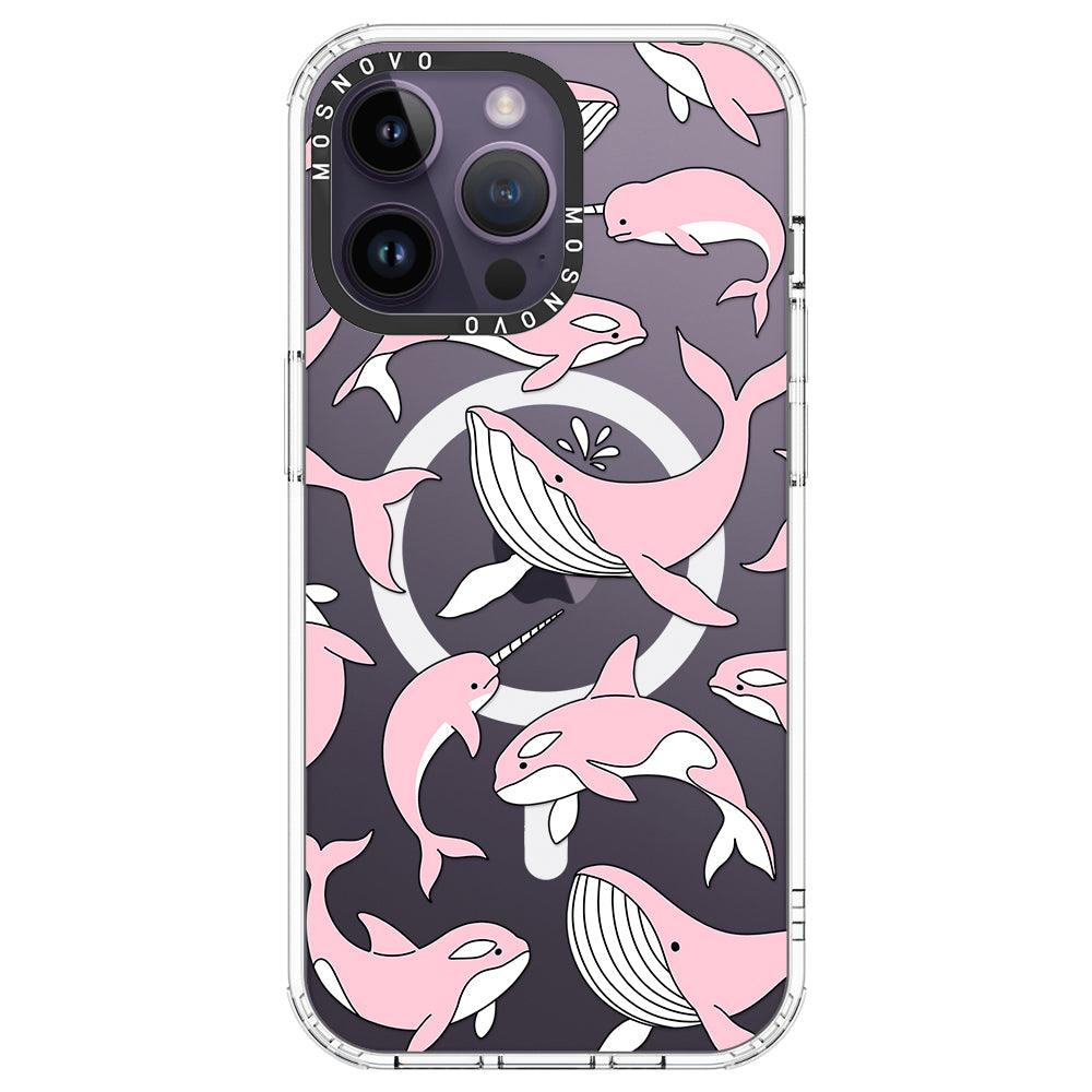 Pink Whales Phone Case - iPhone 14 Pro Max Case - MOSNOVO