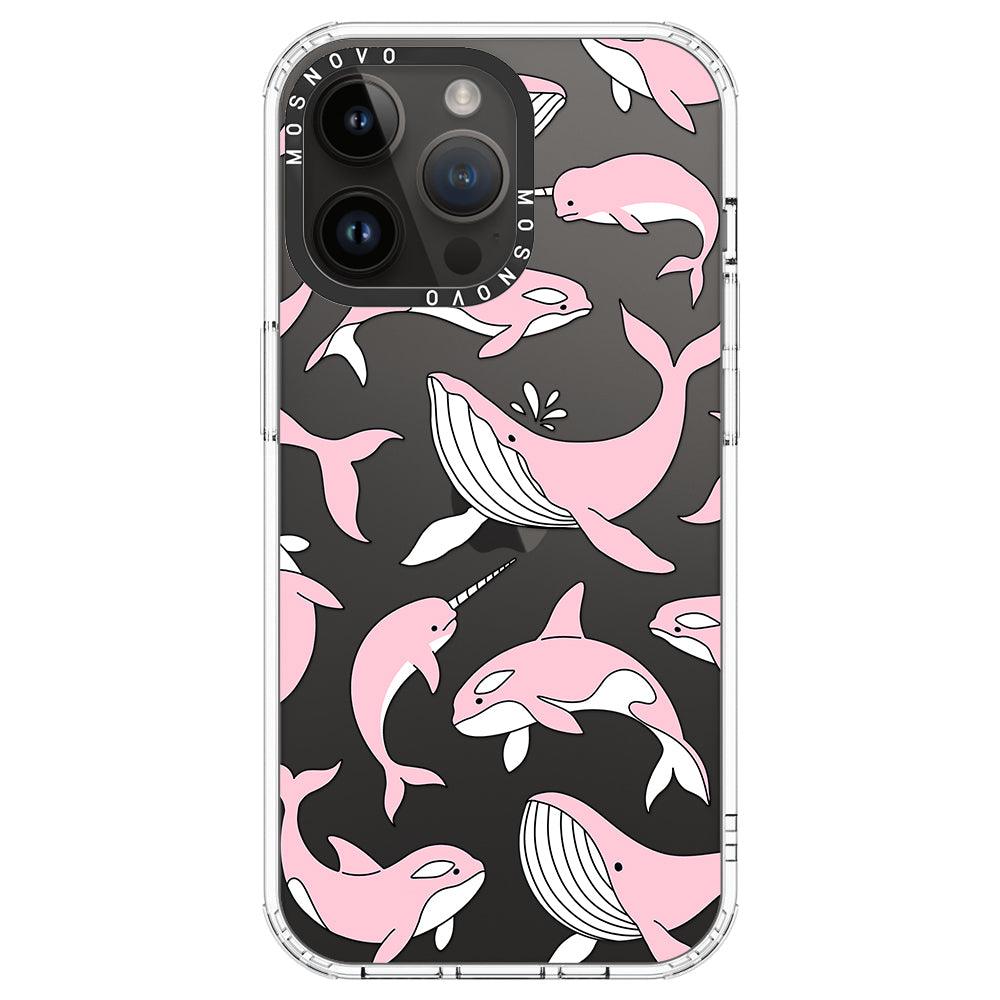 Pink Whales Phone Case - iPhone 14 Pro Max Case - MOSNOVO