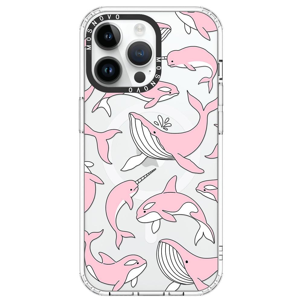 Pink Whales Phone Case - iPhone 14 Pro Max Case - MOSNOVO