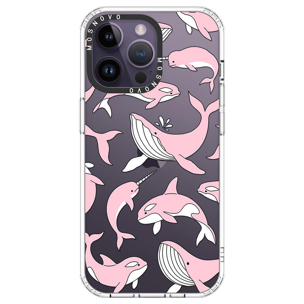 Pink Whales Phone Case - iPhone 14 Pro Max Case - MOSNOVO