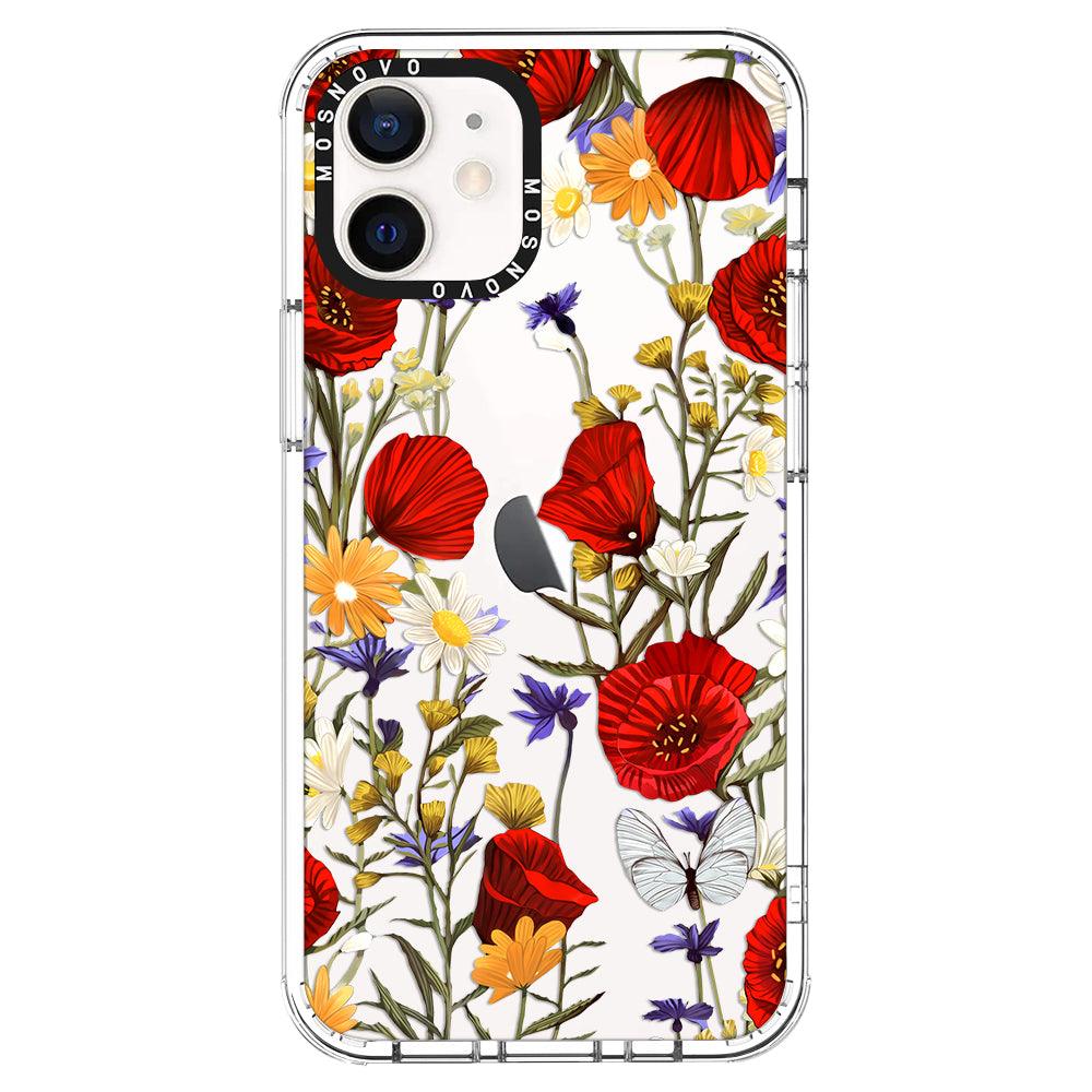 Poppy Floral Phone Case - iPhone 12 Mini Case - MOSNOVO