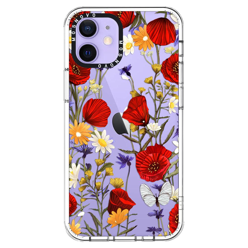 Poppy Floral Phone Case - iPhone 12 Mini Case - MOSNOVO