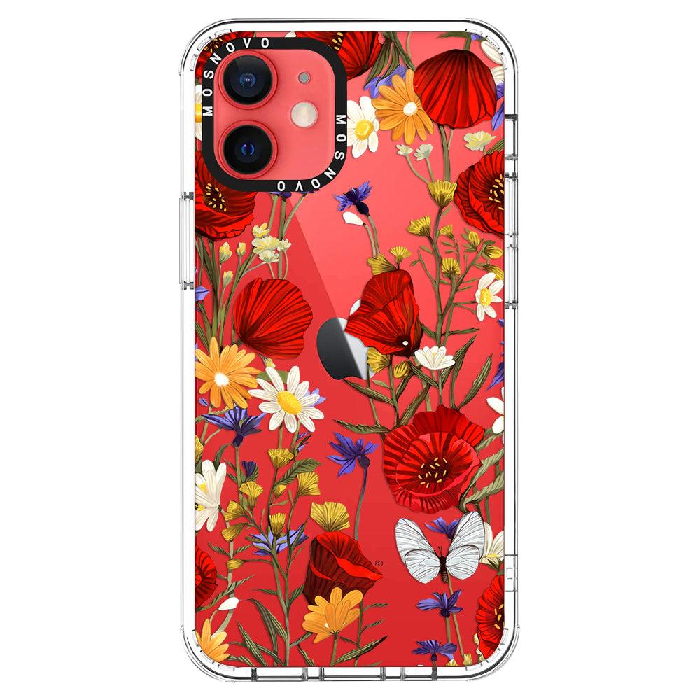 Poppy Floral Phone Case - iPhone 12 Mini Case - MOSNOVO