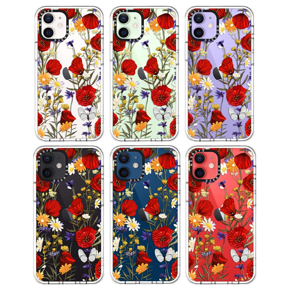 Poppy Floral Phone Case - iPhone 12 Mini Case - MOSNOVO