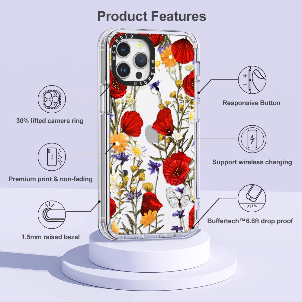 Poppy Floral Phone Case - iPhone 12 Pro Case - MOSNOVO