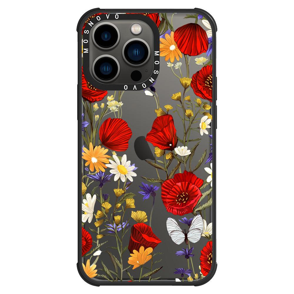 Poppy Floral Phone Case - iPhone 13 Pro Case - MOSNOVO