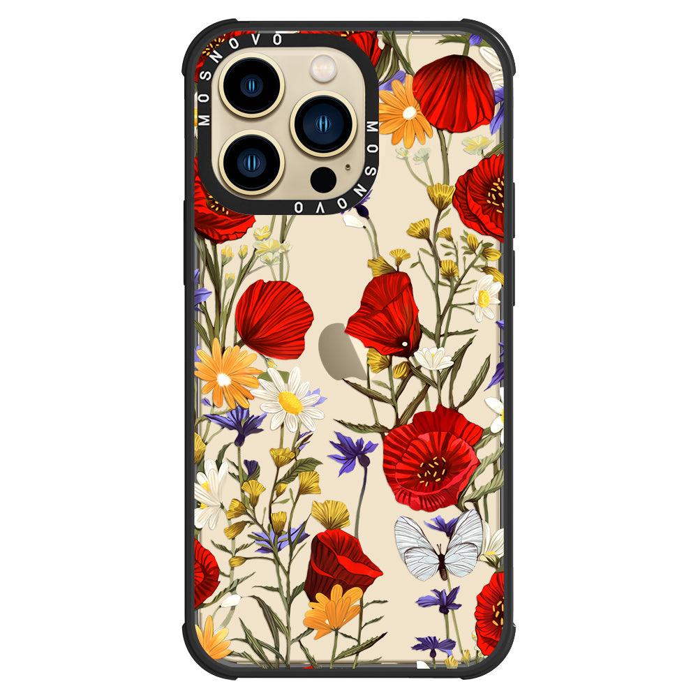 Poppy Floral Phone Case - iPhone 13 Pro Case - MOSNOVO