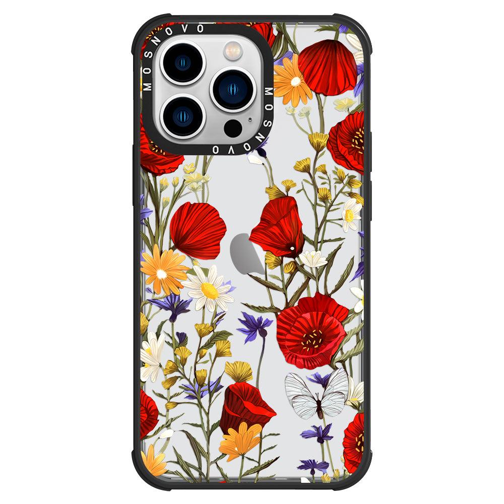 Poppy Floral Phone Case - iPhone 13 Pro Case - MOSNOVO