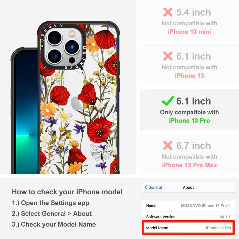 Poppy Floral Phone Case - iPhone 13 Pro Case - MOSNOVO