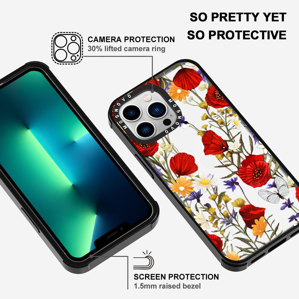 Poppy Floral Phone Case - iPhone 13 Pro Case - MOSNOVO