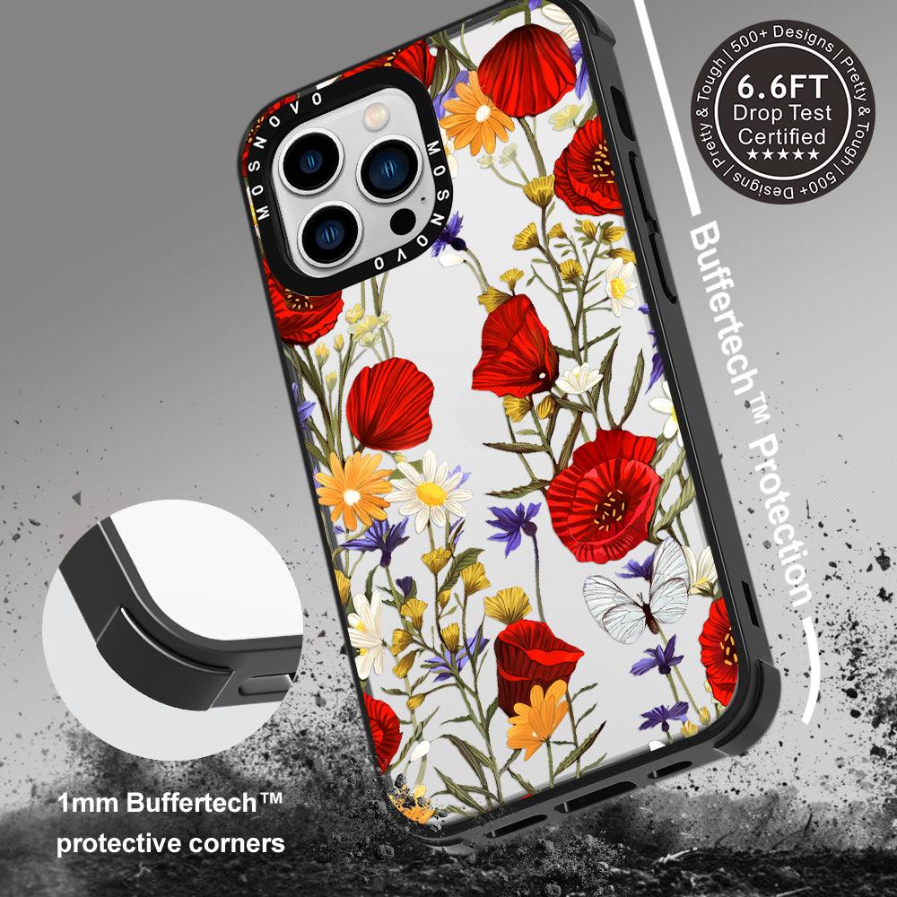 Poppy Floral Phone Case - iPhone 13 Pro Case - MOSNOVO