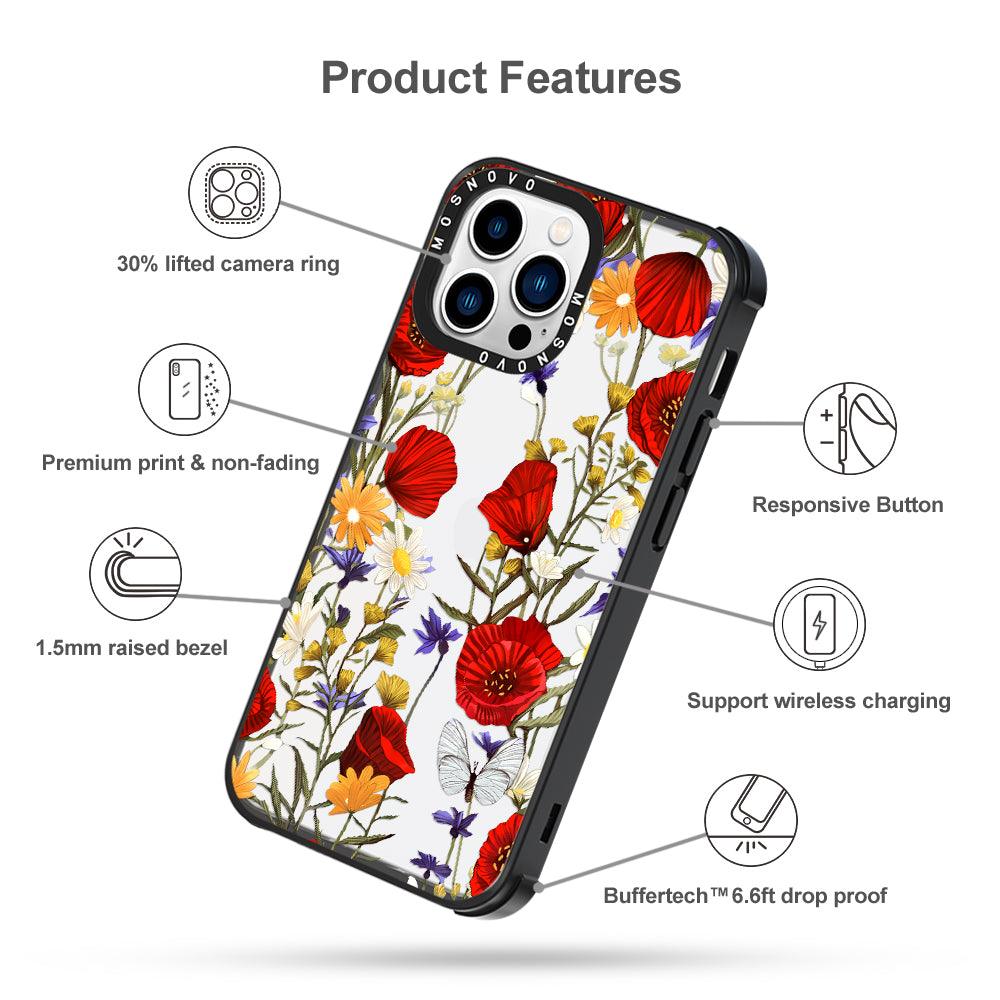 Poppy Floral Phone Case - iPhone 13 Pro Case - MOSNOVO