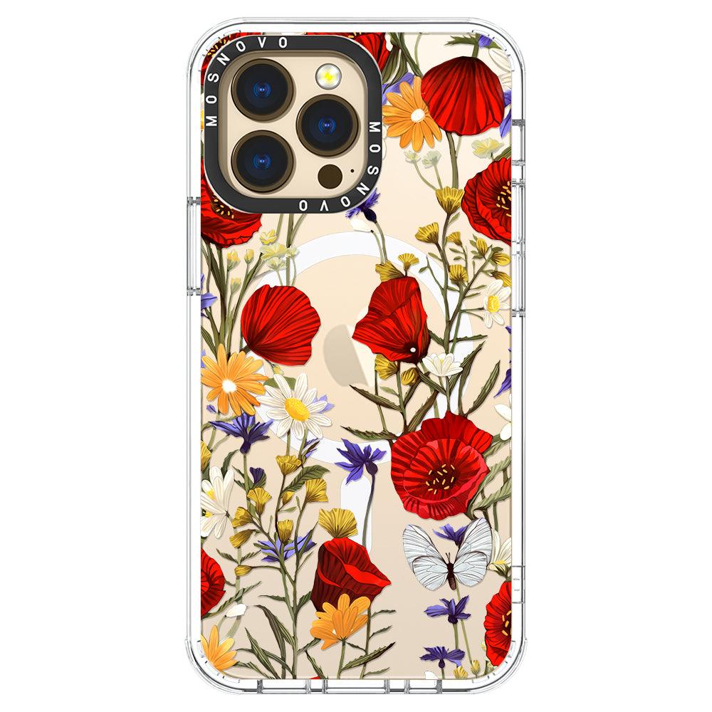 Poppy Floral Phone Case - iPhone 13 Pro Case - MOSNOVO