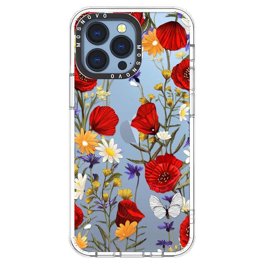 Poppy Floral Phone Case - iPhone 13 Pro Case - MOSNOVO