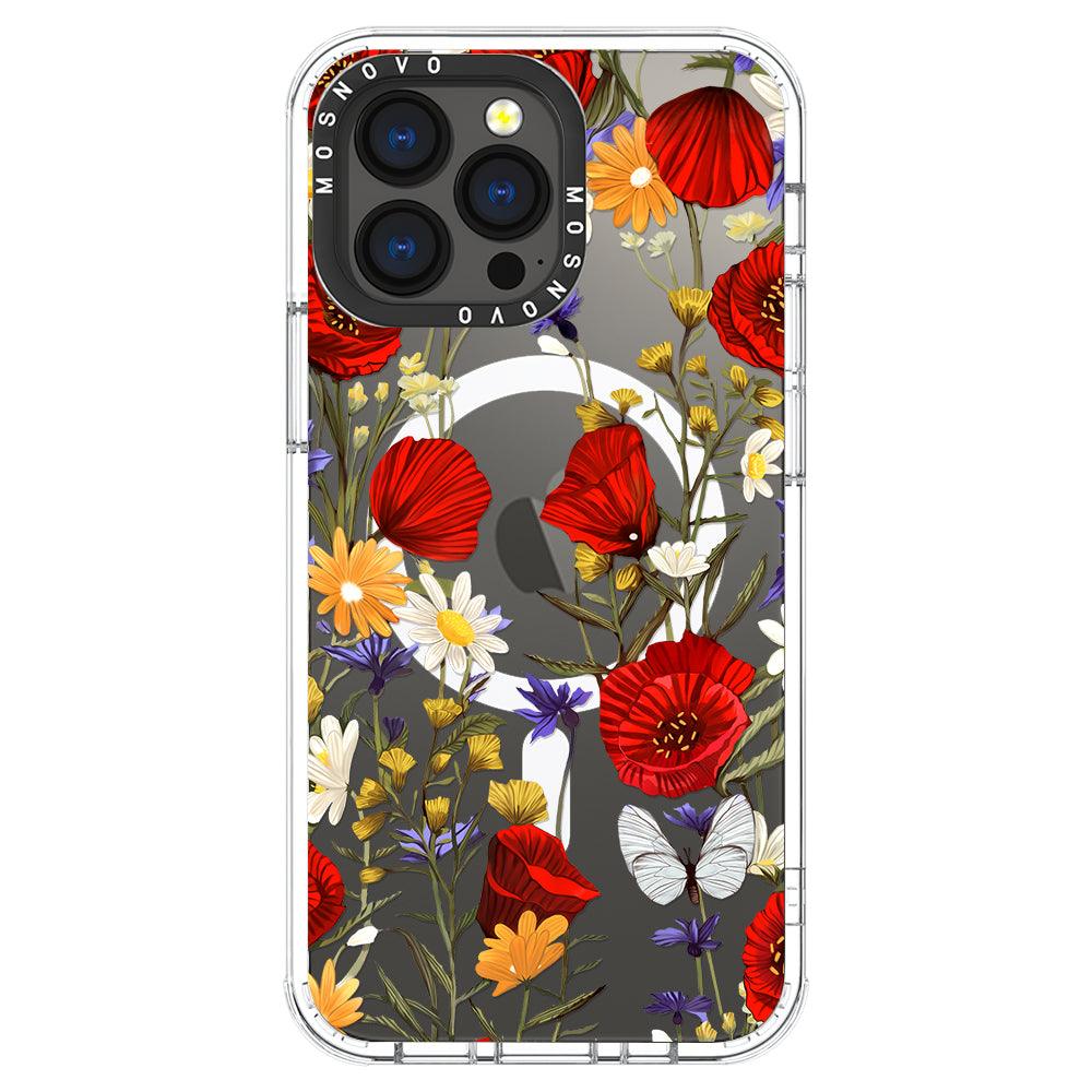 Poppy Floral Phone Case - iPhone 13 Pro Case - MOSNOVO