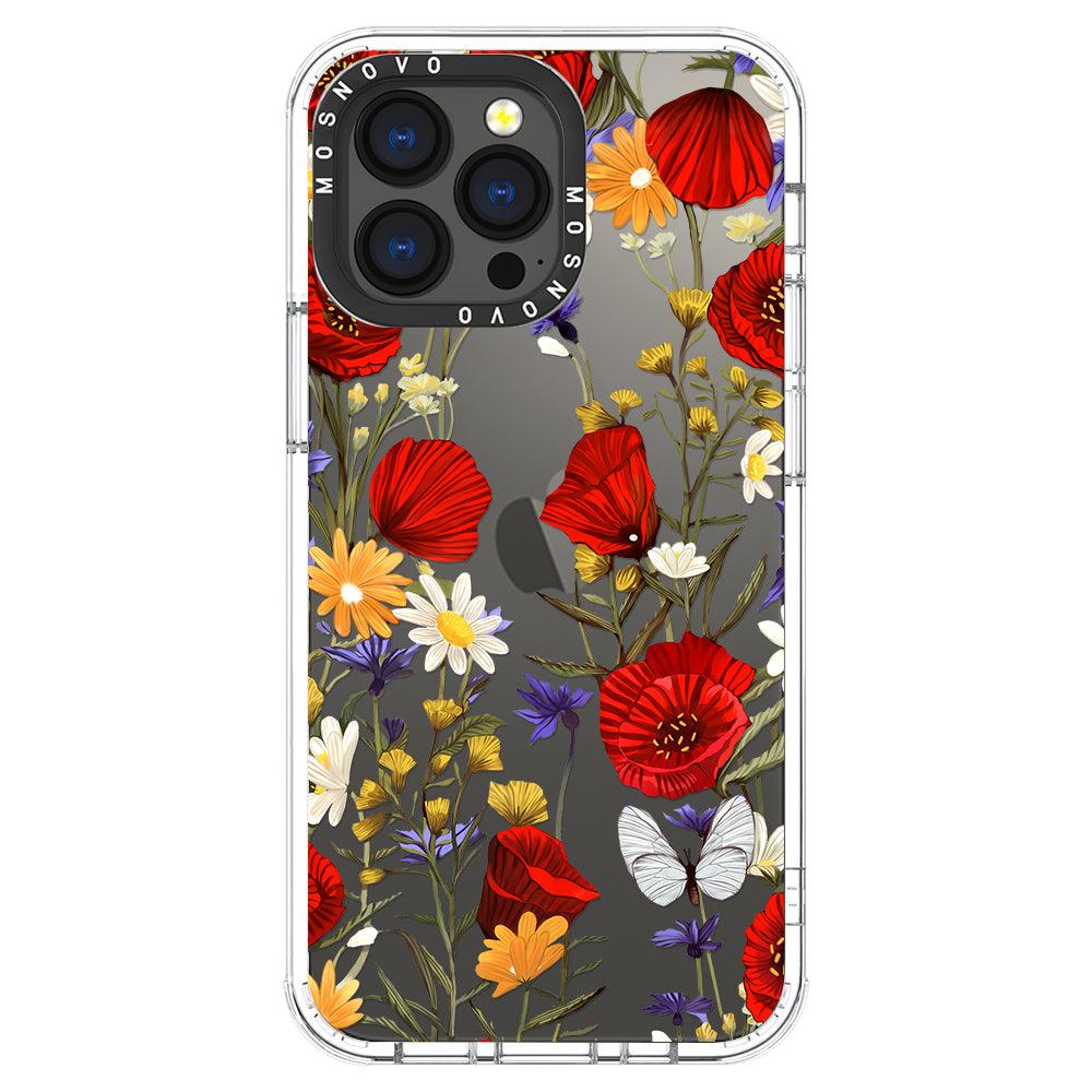 Poppy Floral Phone Case - iPhone 13 Pro Case - MOSNOVO