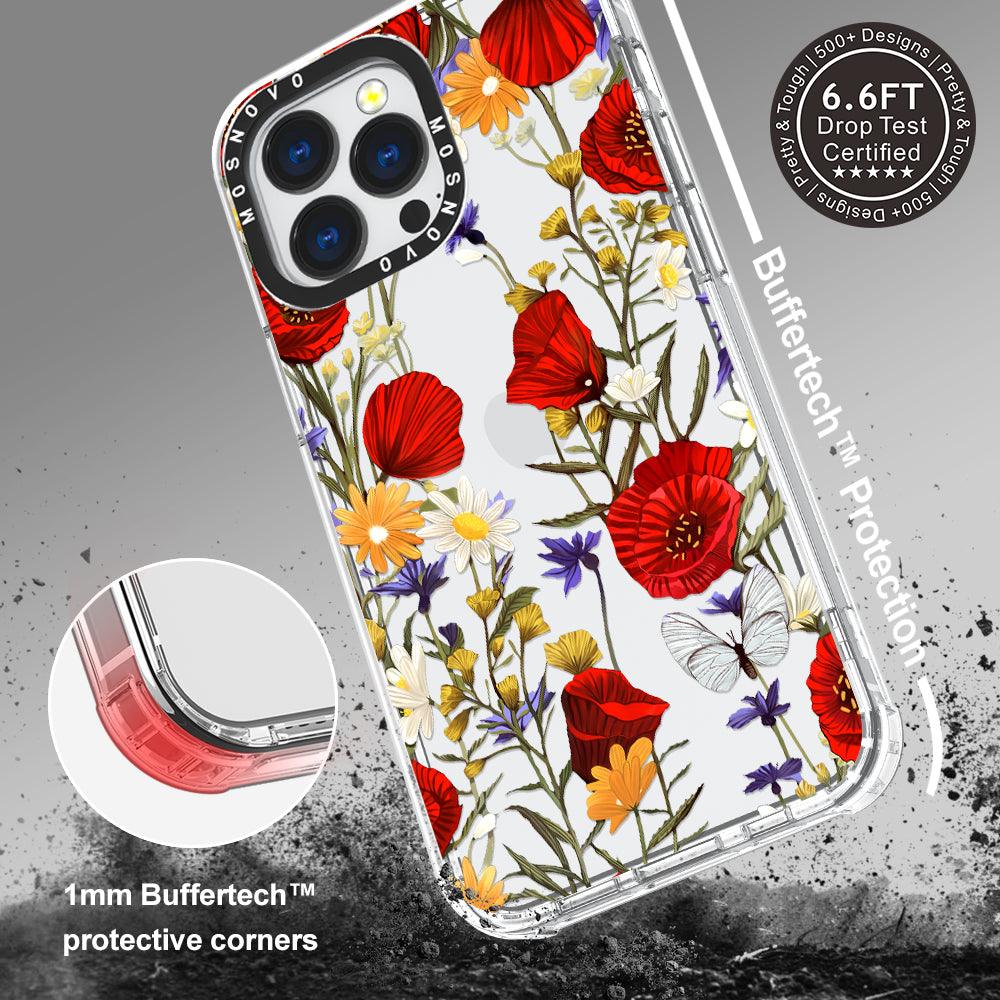 Poppy Floral Phone Case - iPhone 13 Pro Case - MOSNOVO