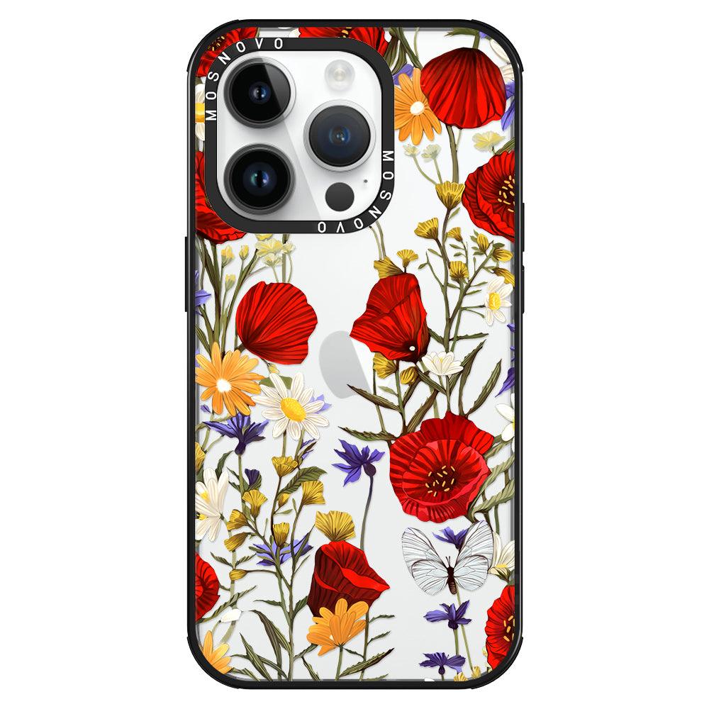 Poppy Floral Phone Case - iPhone 14 Pro Case - MOSNOVO