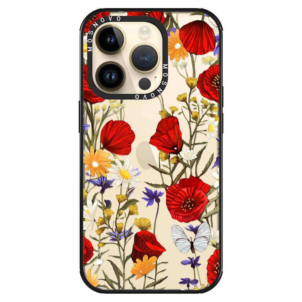 Poppy Floral Phone Case - iPhone 14 Pro Case - MOSNOVO