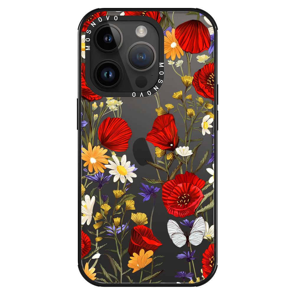 Poppy Floral Phone Case - iPhone 14 Pro Case - MOSNOVO