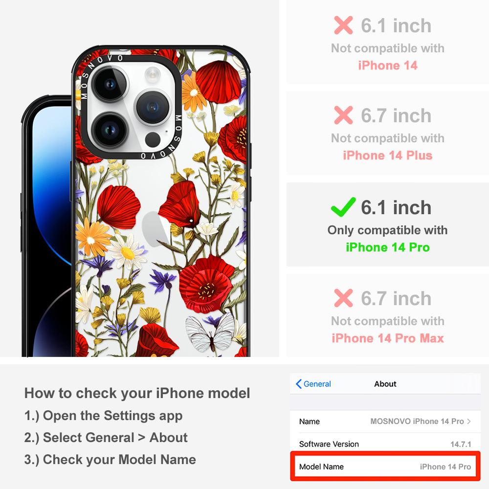 Poppy Floral Phone Case - iPhone 14 Pro Case - MOSNOVO
