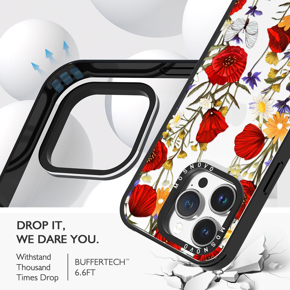 Poppy Floral Phone Case - iPhone 14 Pro Case - MOSNOVO