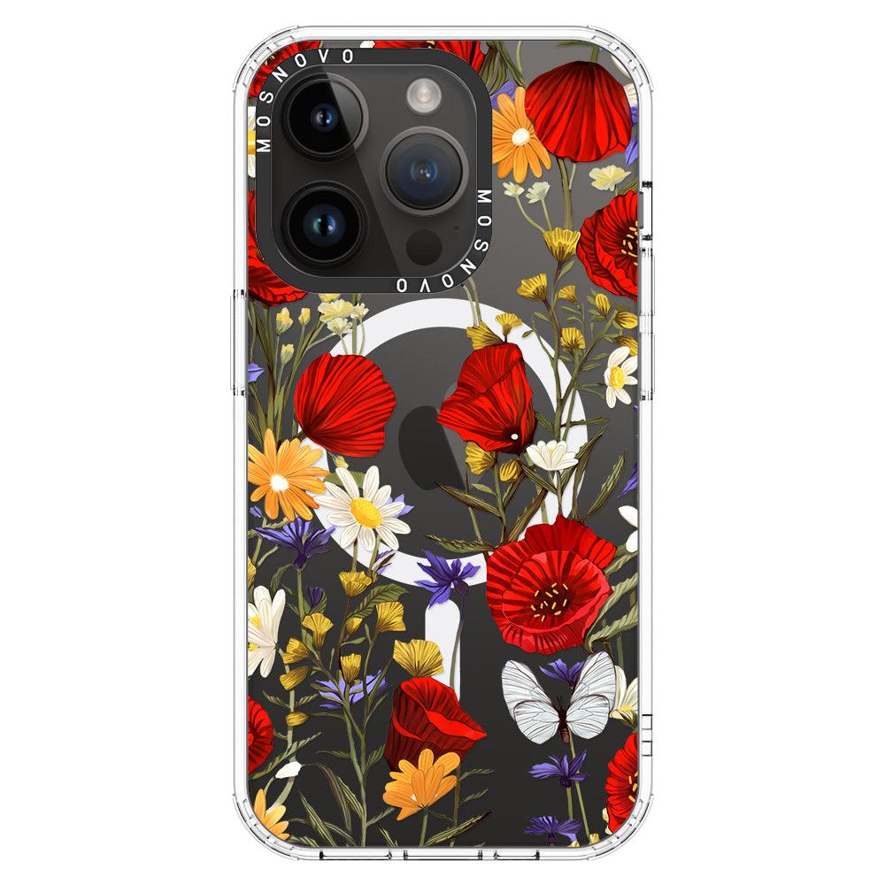 Poppy Floral Phone Case - iPhone 14 Pro Case - MOSNOVO