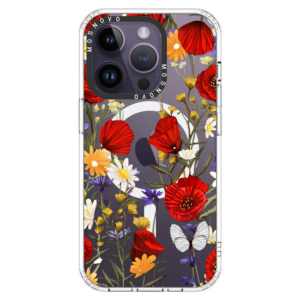 Poppy Floral Phone Case - iPhone 14 Pro Case - MOSNOVO