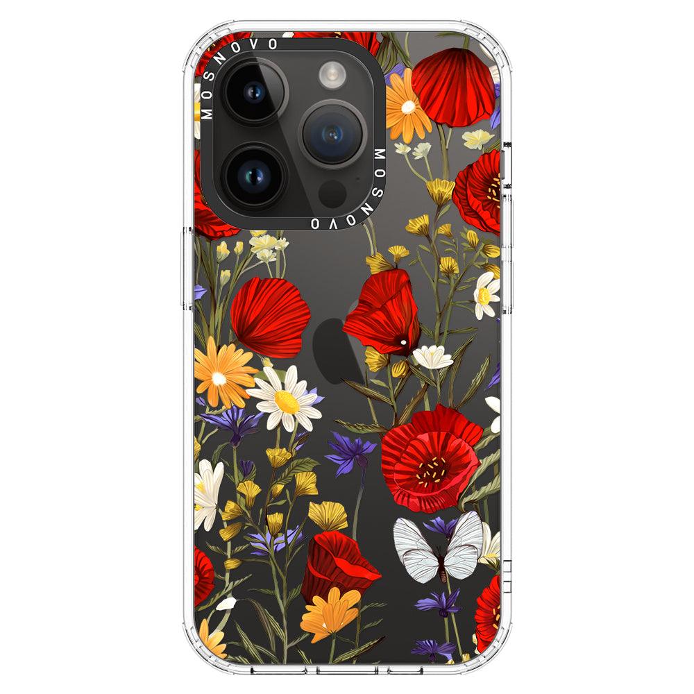 Poppy Floral Phone Case - iPhone 14 Pro Case - MOSNOVO