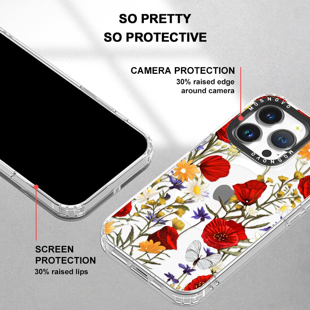 Poppy Floral Phone Case - iPhone 14 Pro Case - MOSNOVO