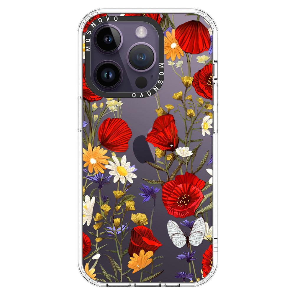 Poppy Floral Phone Case - iPhone 14 Pro Case - MOSNOVO