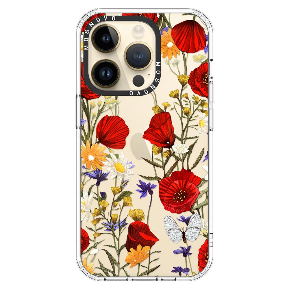 Poppy Floral Phone Case - iPhone 14 Pro Case - MOSNOVO