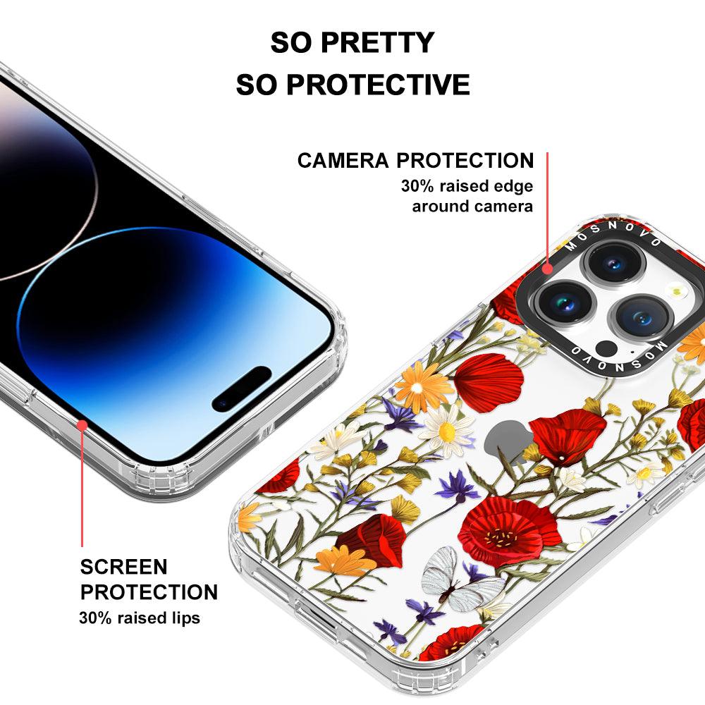 Poppy Floral Phone Case - iPhone 14 Pro Case - MOSNOVO