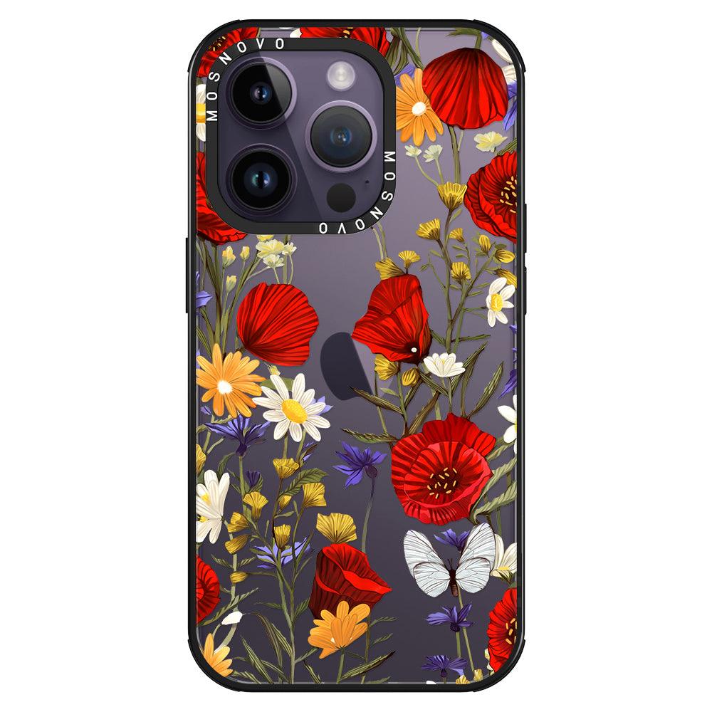 Poppy Floral Phone Case - iPhone 14 Pro Case - MOSNOVO