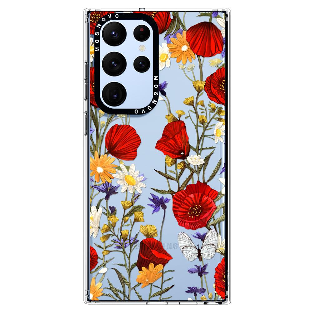 Poppy Floral Phone Case - Samsung Galaxy S22 Ultra Case - MOSNOVO