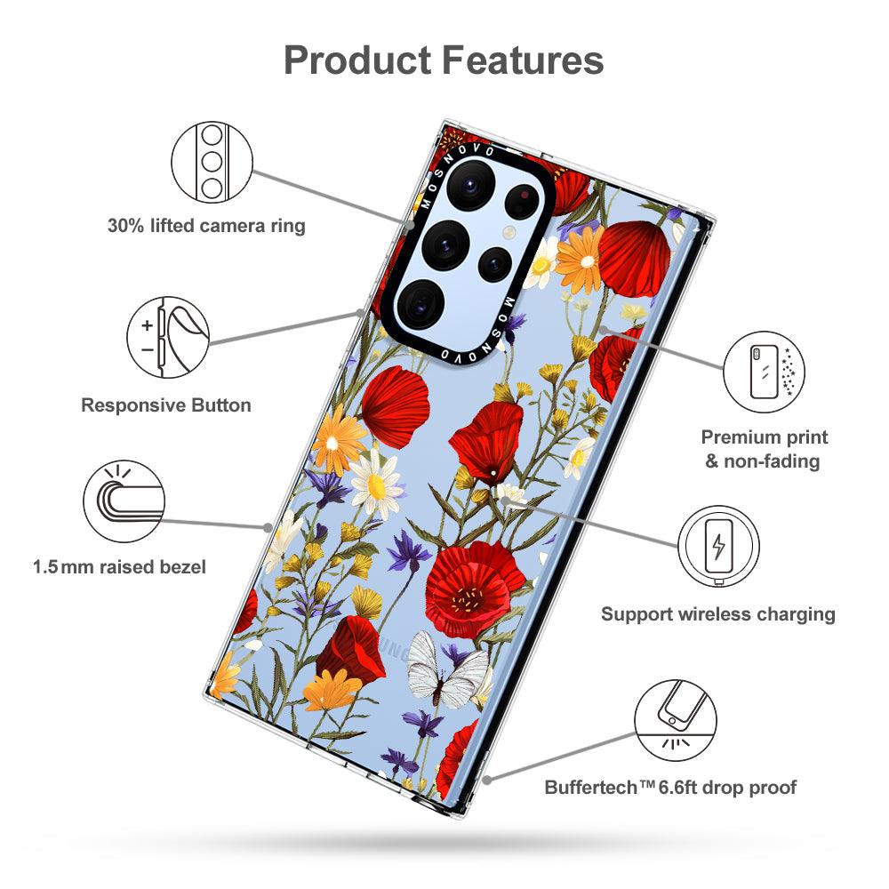 Poppy Floral Phone Case - Samsung Galaxy S22 Ultra Case - MOSNOVO