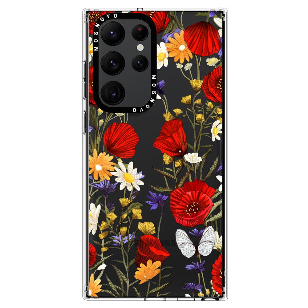 Poppy Floral Phone Case - Samsung Galaxy S22 Ultra Case - MOSNOVO