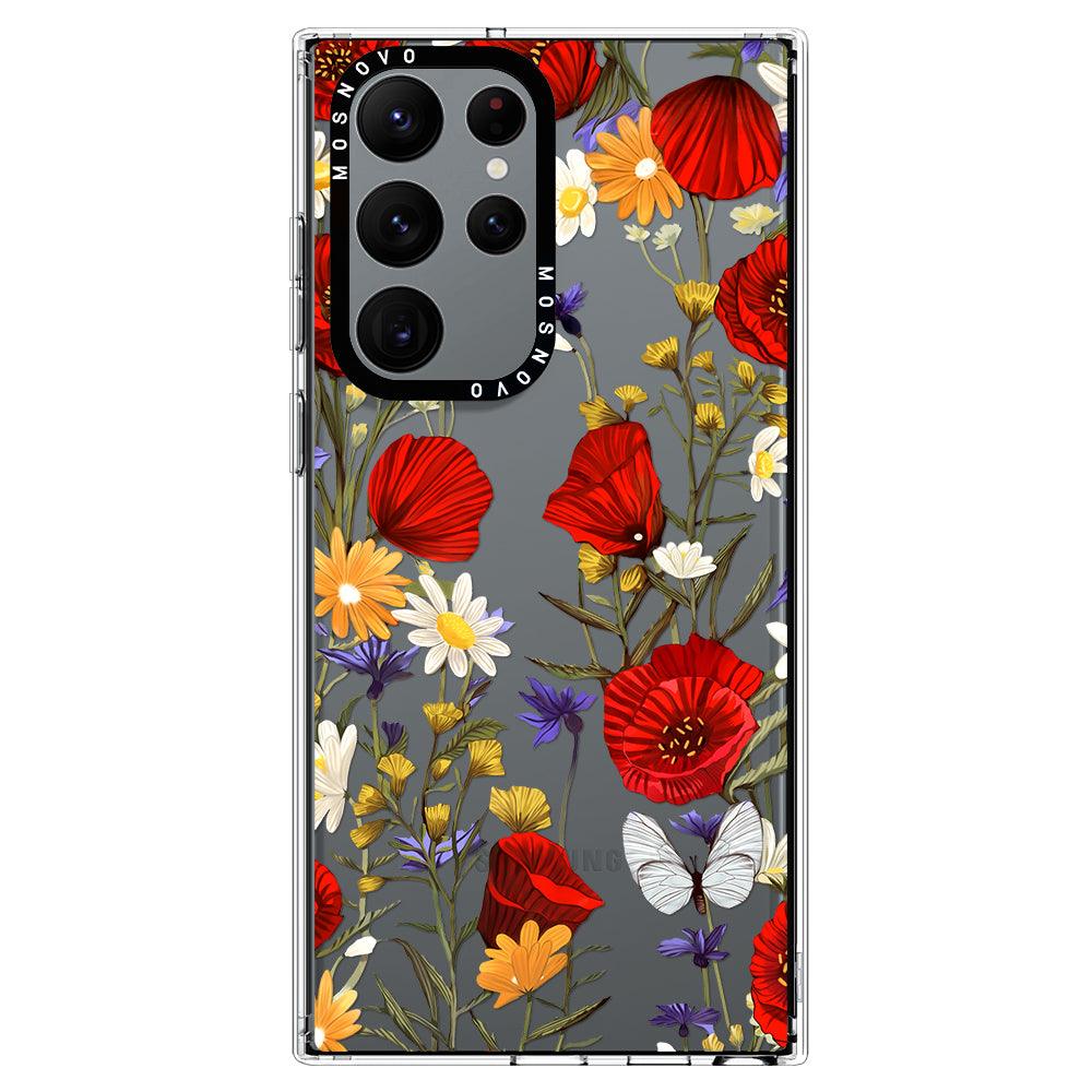 Poppy Floral Phone Case - Samsung Galaxy S22 Ultra Case - MOSNOVO