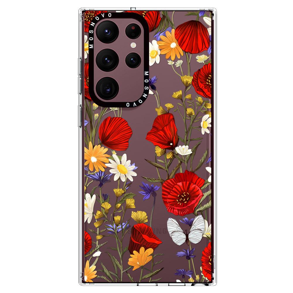 Poppy Floral Phone Case - Samsung Galaxy S22 Ultra Case - MOSNOVO