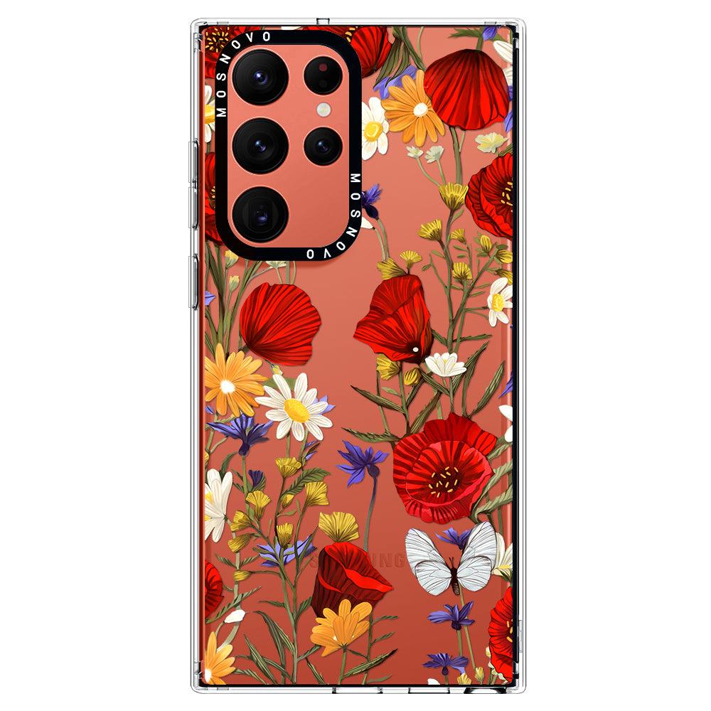 Poppy Floral Phone Case - Samsung Galaxy S22 Ultra Case - MOSNOVO