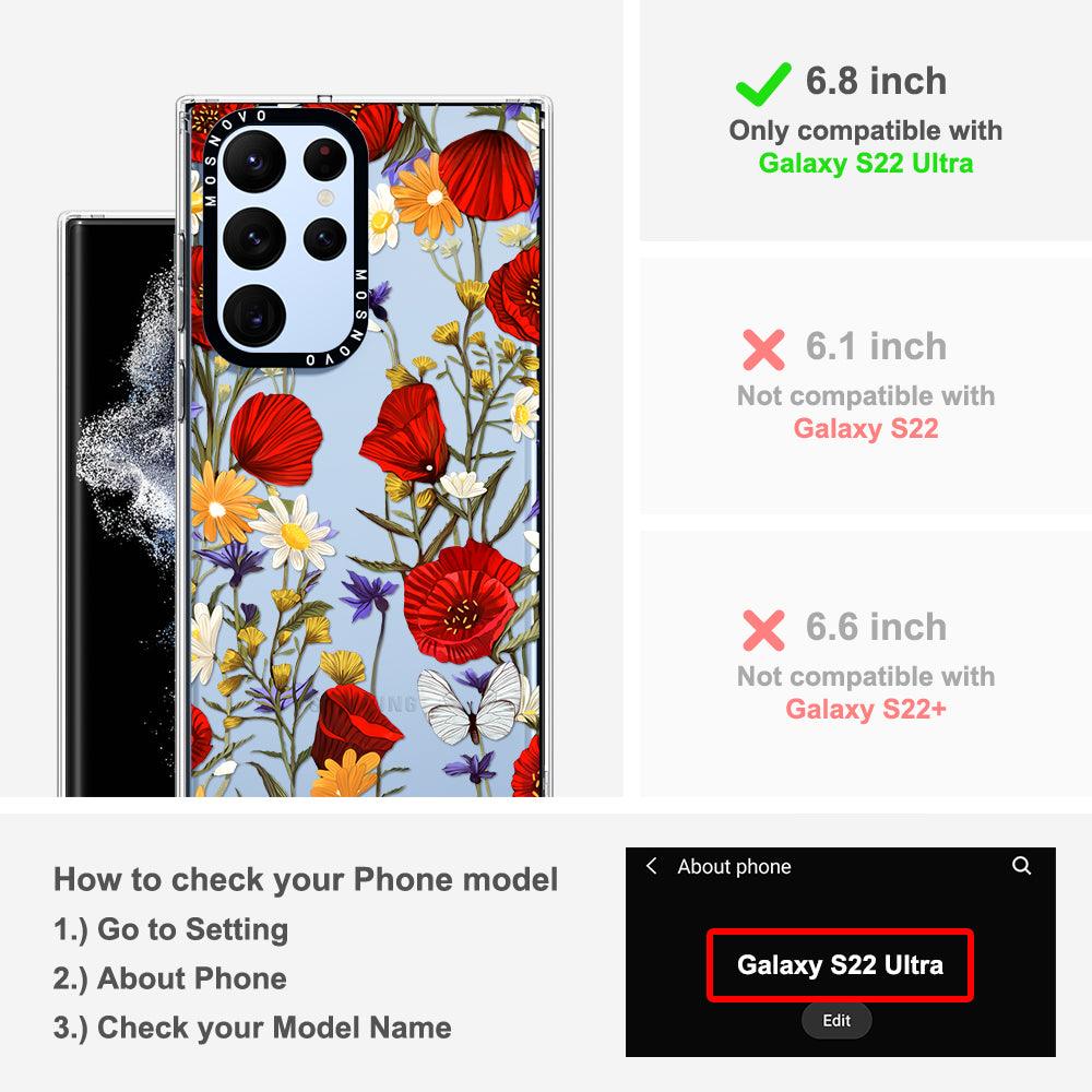 Poppy Floral Phone Case - Samsung Galaxy S22 Ultra Case - MOSNOVO