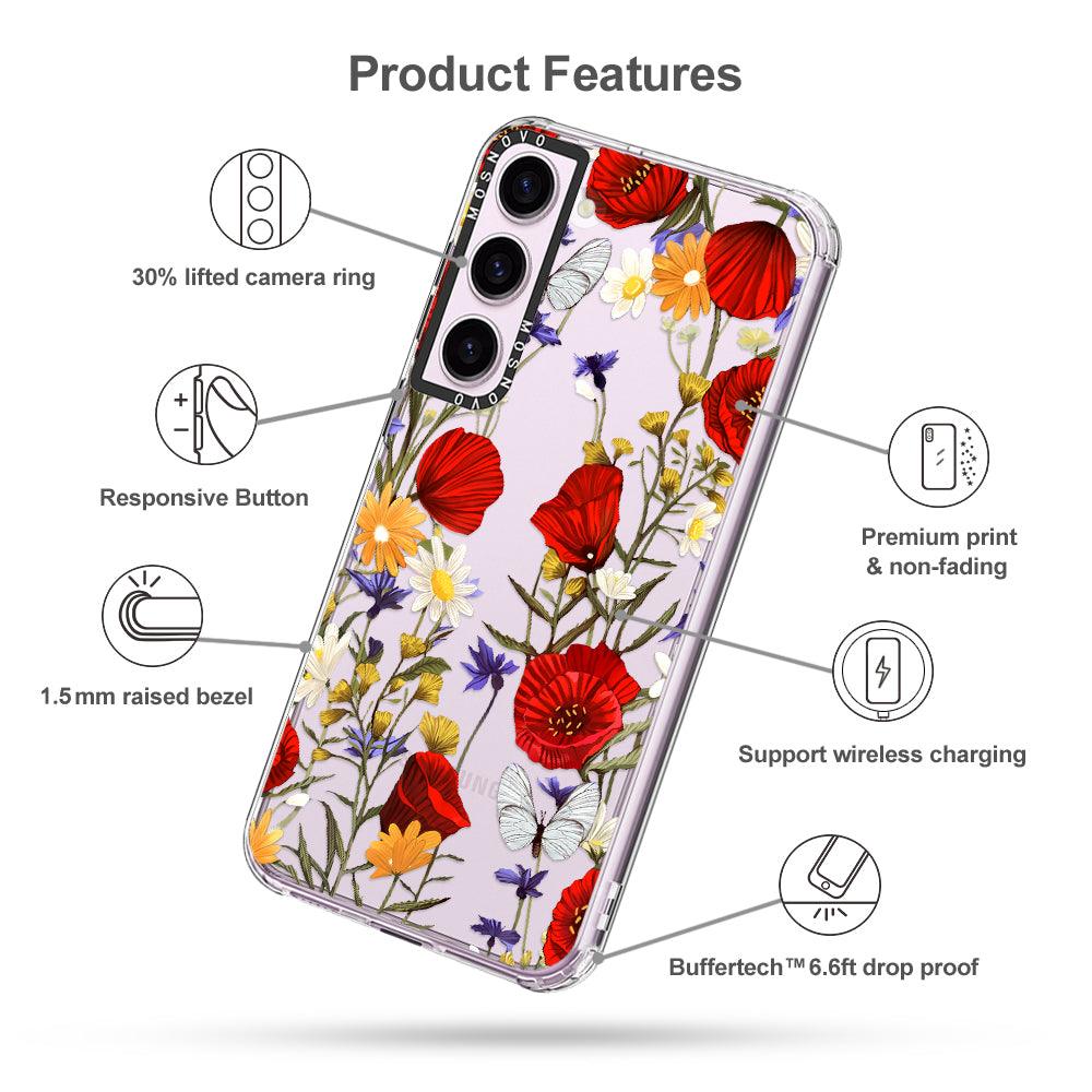 Poppy Floral Phone Case - Samsung Galaxy S23 Plus Case - MOSNOVO